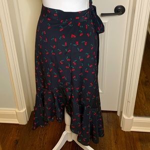 Intermix Mid Length Cherry Wrap Skirt (S)